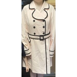 ELLE Size 12 Pastel Pink Black Edge Dress Jacket Spring Coat Duster Vintage 1950